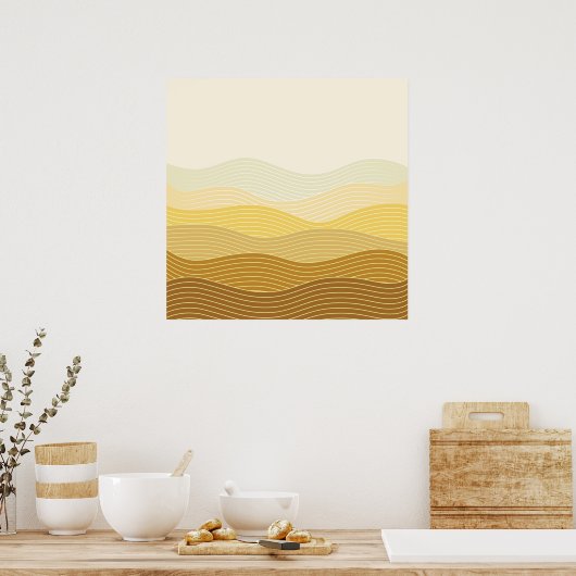 Gold Dunes Minimalistisch Abstract Boho Design Poster (Keuken)