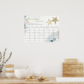 Gold Dusky Blue Beach Starfish Guess Baby Vervalda Poster (Keuken)