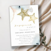 GOLD DUSKY BLUE BEACH STARFISH VERLOVING INVITE BEDANKKAART