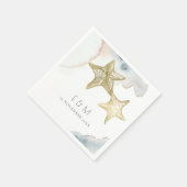 GOLD DUSKY BLUE BEACHY STARFISH MONOGRAM WEDDING SERVET (Hoek)