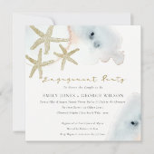 GOLD DUSKY BLUE BEACHY STARFISH VERLOVING INVITE BEDANKKAART (Voorkant)