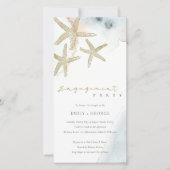 GOLD DUSKY BLUE BEACHY STARFISH VERLOVING INVITE BEDANKKAART (Voorkant)