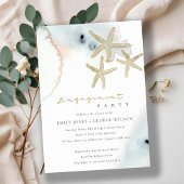 GOLD DUSKY BLUE BEACHY STARFISH VERLOVING INVITE BEDANKKAART