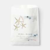 Gold Dusky Blue Beachy Starfish Waterverf Wedding Bedankzakje (Voorkant)