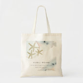 Gold Dusky Blue Beachy Starfish Waterverf Wedding Tote Bag (Voorkant)