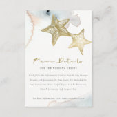 GOLD DUSKY BLUE BEACHY STARFISH WEDDING DETAILS INFORMATIEKAARTJE (Voorkant)