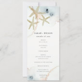 Gold Dusky Blue Beachy Starfish Wedding Program Kaart (Voorkant)