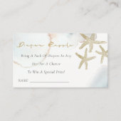 Gold Dusky Blue Starfish Diaper Baby shower Raffle Informatiekaartje (Voorkant)