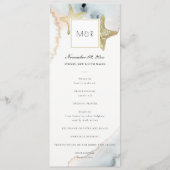 GOLD DUSKY BLUE STARFISH WEDDING CEREMONY PROGRAMM MENU (Voorkant)