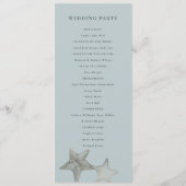 GOLD DUSKY BLUE STARFISH WEDDING CEREMONY PROGRAMM MENU (Achterkant)