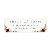 Gold Dust Burgundy Floral Waterverf Wedding Etiket (Voorkant)