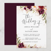 Gold Dust Burgundy Floral Waterverf Wedding