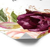 Gold Dust Burgundy Floral Welcome Wedding Poster (Hoek)