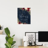 Gold Dust Burgundy Navy Floral Welkom bruiloft Poster (Thuiskantoor)