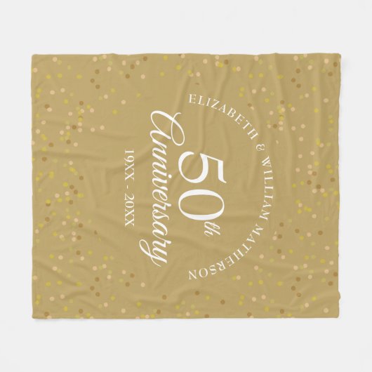 Gold Dust Confetti 50th Golden Wedding Jubileum Fleece Deken (Voorkant (Horizontaal))