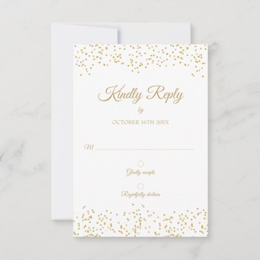 Gold Dust Confetti Elegant RSVP-kaart Kaart (Voorkant)