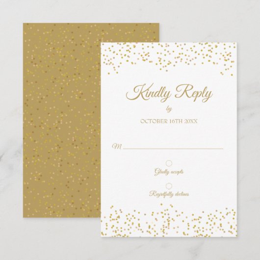 Gold Dust Confetti Elegant RSVP-kaart Kaart (Voorkant / Achterkant)