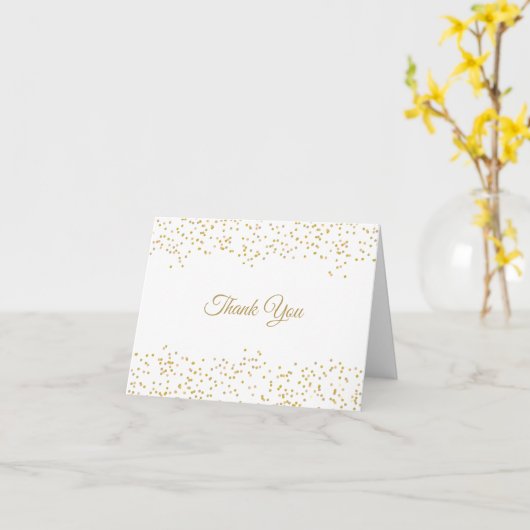 Gold Dust Confetti Elegant Script Hartelijk dank Kaart (Gele Bloem)