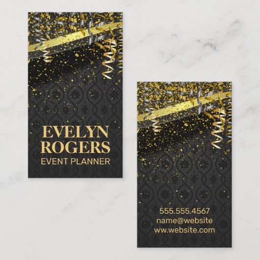 Gold Dust Confetti |  metallische achtergrond Visitekaartje (Voorkant / Achterkant)