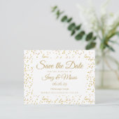 Gold Dust Confetti Save the Date Briefkaart (Staand voorkant)
