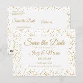 Gold Dust Confetti Save the Date Briefkaart (Voorkant / Achterkant)
