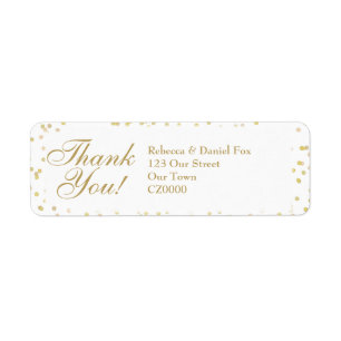 Gold Dust Confetti Wedding Hartelijk dank Etiket