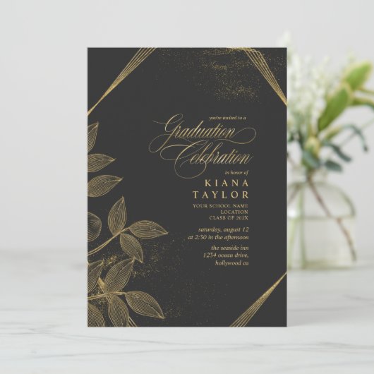 Gold Dust & contouren Afstuderen Black/Gold ID910 Kaart (Staand voorkant)