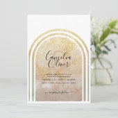 Gold Dust | Elegant Gold Glitter Arch Wedding Kaart (Staand voorkant)