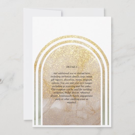 Gold Dust | Elegant Gold Glitter Arch Wedding Kaart (Achterkant)