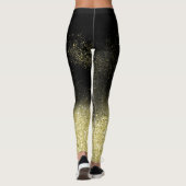 Gold Dust Glitter Black Kerstfeest Fun Trendy Part Leggings (Achterkant)