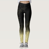 Gold Dust Glitter Black Kerstfeest Fun Trendy Part Leggings (Voorkant)