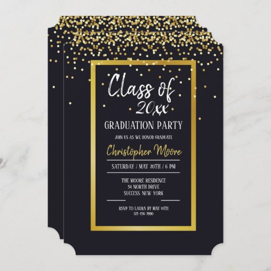 Gold Dust Graduation Party uitnodiging (Voorkant / Achterkant)