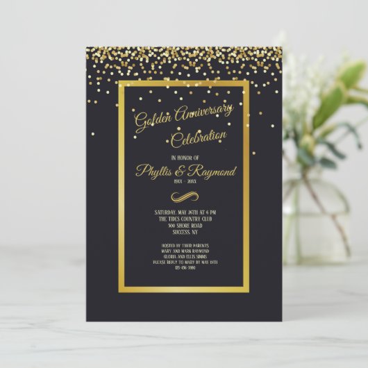 Gold Dust Invitation Kaart (Staand voorkant)