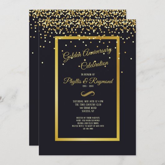 Gold Dust Invitation Kaart (Voorkant / Achterkant)