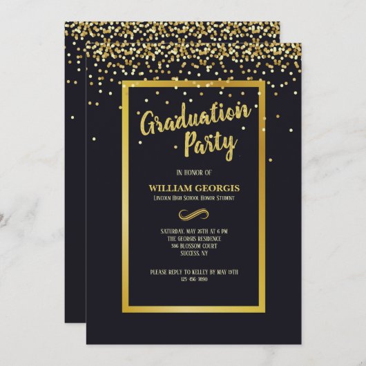Gold Dust Invitation Kaart (Voorkant / Achterkant)