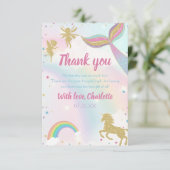Gold Dust Magical Unicorn Fairy Mermaid Birthday Bedankkaart (Staand voorkant)