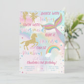 Gold Dust Magical Unicorn Fairy Mermaid Birthday Kaart (Staand voorkant)