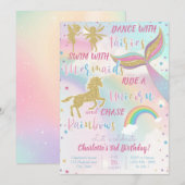 Gold Dust Magical Unicorn Fairy Mermaid Birthday Kaart (Voorkant / Achterkant)