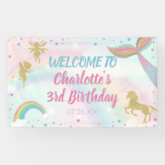 Gold Dust Magical Unicorn Fairy Mermaid Birthday Spandoek