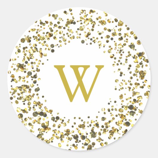 Gold Dust Monogram Ronde Sticker (Voorkant)