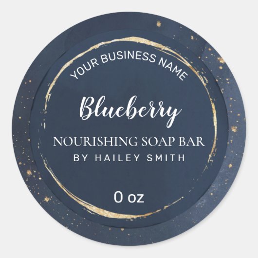 Gold Dust Navy Blue Soap Bar Ronde Sticker (Voorkant)