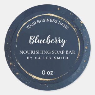 Gold Dust Navy Blue Soap Bar Ronde Sticker