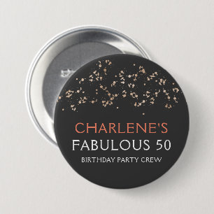 Gold Dust op Black Fabulous 50 Birthday Party Ronde Button 7,6 Cm