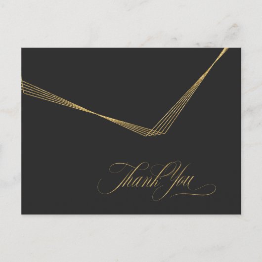 Gold Dust & Outlines Hartelijk dank voor uw zwarte Aankondigingskaart (Voorkant)