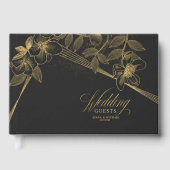 Gold Dust & Outlines Wedding Black/Gld ID835 Gastenboek (Voorkant)