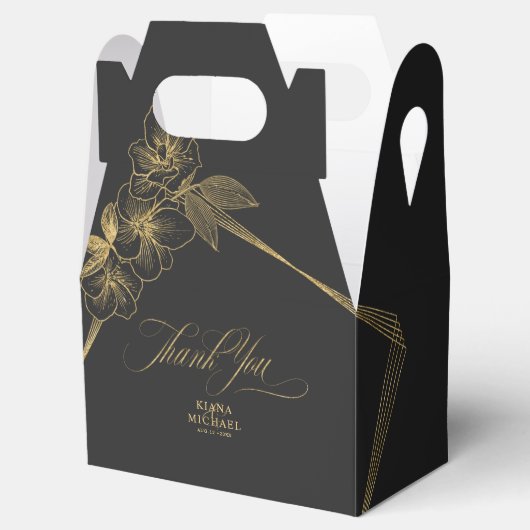 Gold Dust & Outlines Wedding Black/Gold ID835 Bedankdoosjes (Geopend)