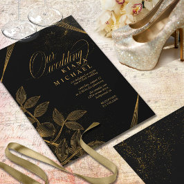 Gold Dust & Outlines Wedding Black/Gold ID835 Kaart