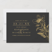 Gold Dust & Outlines Wedding Black/Gold ID835 Save The Date (Achterkant)