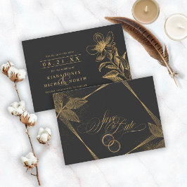 Gold Dust & Outlines Wedding Black/Gold ID835 Save The Date