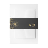 Gold Dust & Outlines Wedding Blk/Gld ID835 Uitnodigingen Wikkel (Voorkant Voorbeeld)